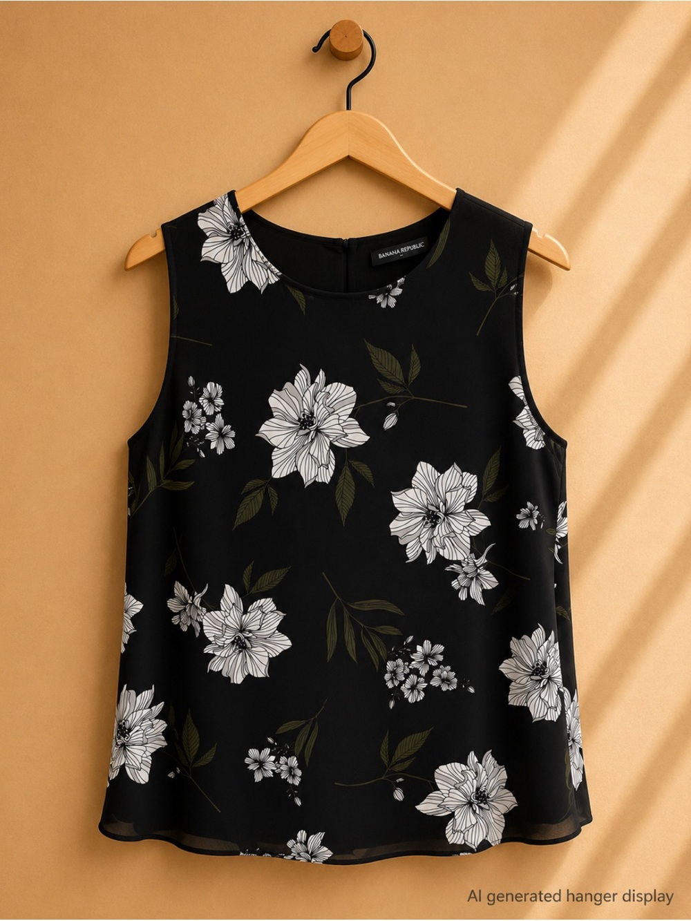 Banana Republic Factory Black Floral Sleeveless Top